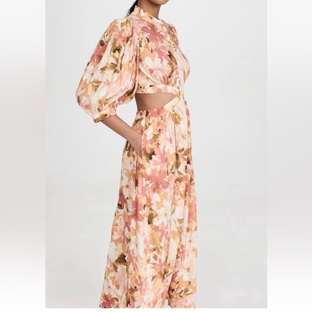 Significant Other Svena Cut Outs Floral Orange Maxi Dress Size 6